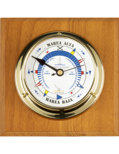 BRASS CASE TIDE INDICATOR ON WOODEN BOARD