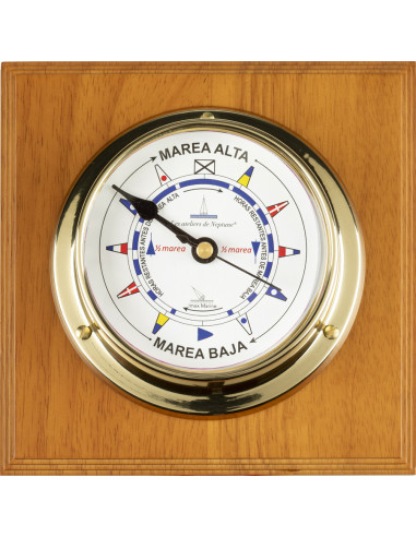 BRASS CASE TIDE INDICATOR ON WOODEN BOARD