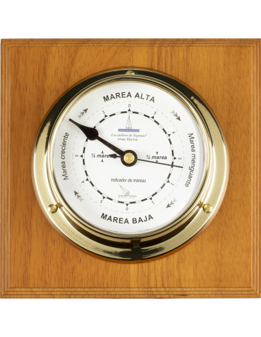 BRASS CASE TIDE INDICATOR ON WOODEN BOARD