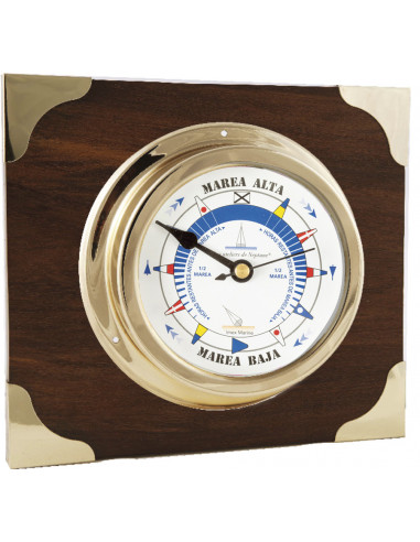 BRASS CASE TIDE INDICATOR ON WOODEN BOARD