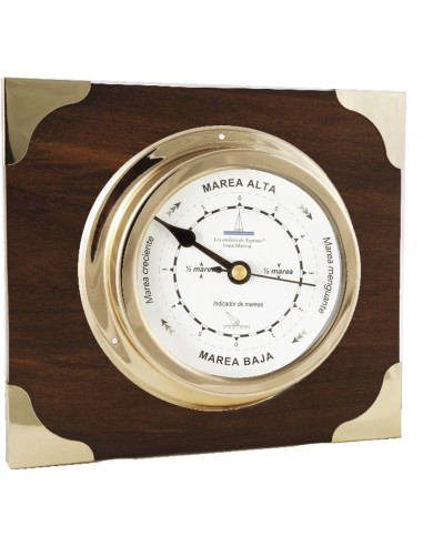 BRASS CASE TIDE INDICATOR ON WOODEN BOARD