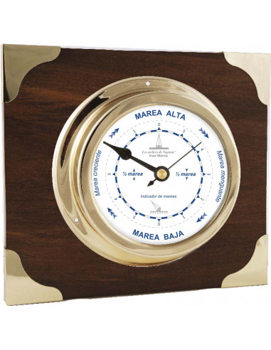 INDICATEUR DE MARÉE EN LAITON AVEC TABLEAU EN BOIS