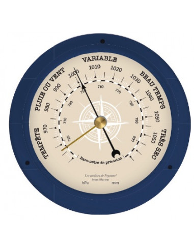 WHITE OR NAVY BLUE PAINTED METAL BAROMETER