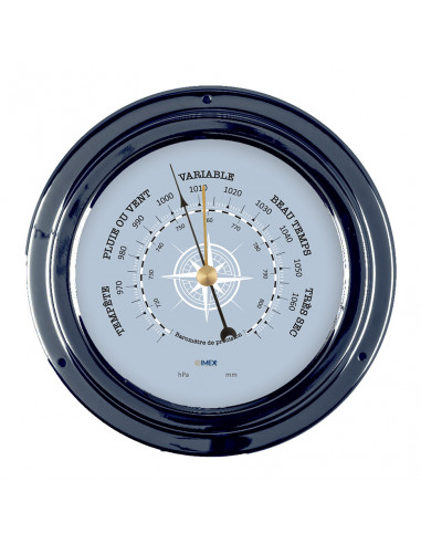 WHITE OR NAVY BLUE PAINTED METAL BAROMETER