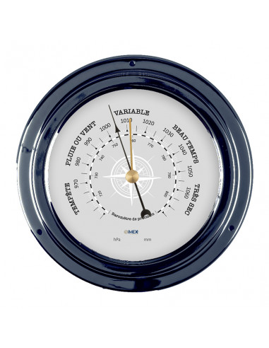 WHITE OR NAVY BLUE PAINTED METAL BAROMETER