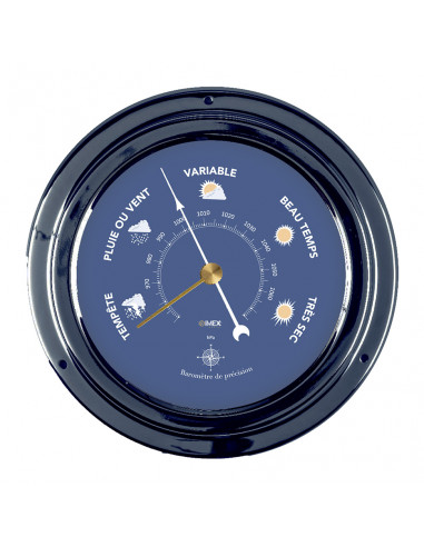 WHITE OR NAVY BLUE PAINTED METAL BAROMETER