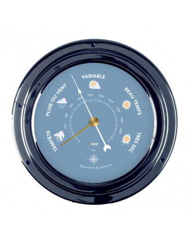 WHITE OR NAVY BLUE PAINTED METAL BAROMETER